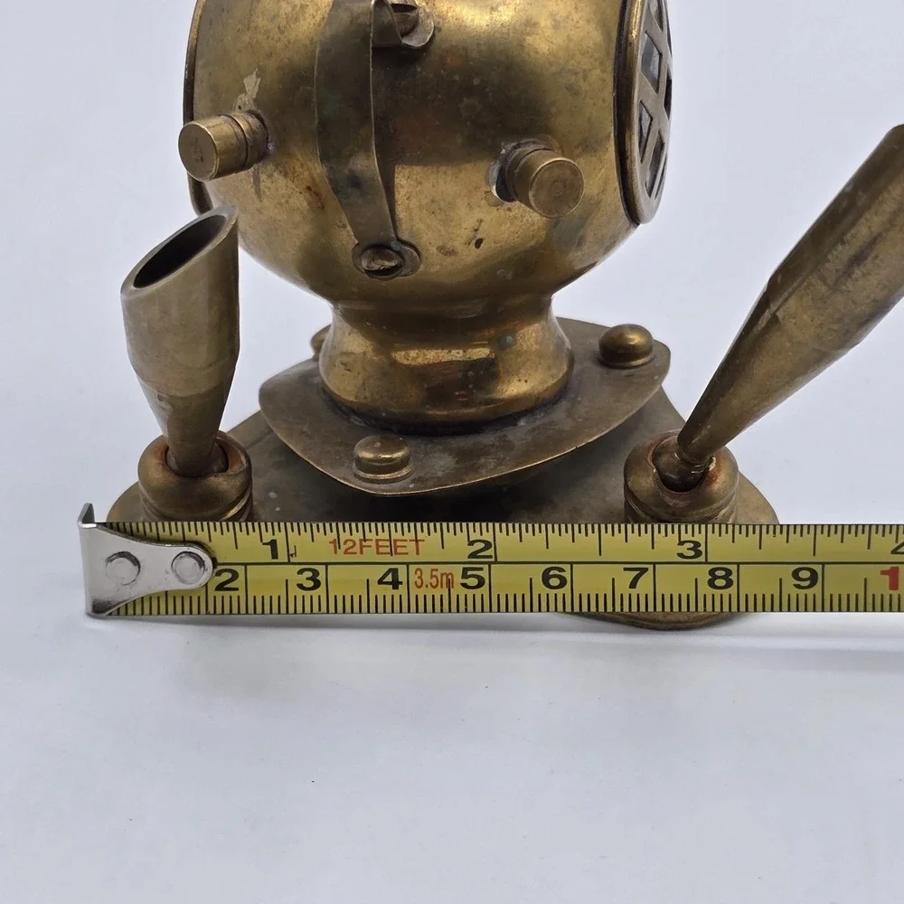Vintage Brass Diving Helmet Pen Holder Nautical‎ Maritime Scuba Flat Head Screws